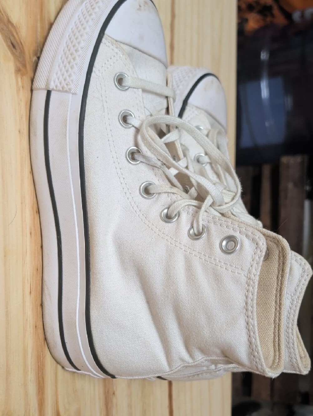 Converse White High Top Canvas Sneakers - Picture 7 of 7